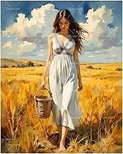TAOPAOLAB Girl in Golden Field Paint by Numbers Kit for Adults - DIY Woman Walking in Wheat Field Painting on Canvas 16x20In, Acrylic Paint Set, Suitable for Beginners, Art for Home Decoration/Gifts