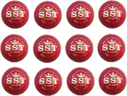 SST Leather Cricket Ball, 4 Piece Red Cricket Ball, Standard Size, Pack of 12 (Genuine 50 Overs, Test and One Day Matches)