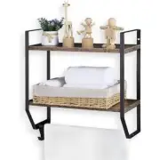 Cubilan Decorative Wall Bathroom Shelf 15.55"Wx6.85"D W/Towel Bar Rustic Brown