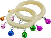 ERINGOGO Hand Held Percussion Bells Wooden Tambourine Instruments for Baby's Play Random Color