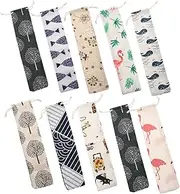 FUNNETOYU 10pcs Japanese Style Cutlery Drawstring Bags Cotton Linen Tableware Storage Pouches for Forks Knives and Spoons Lightweight Washable Compact Design