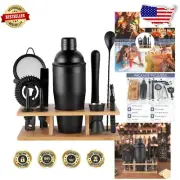 Stylish 11-Piece Cocktail Shaker Set - Bartending Essentials in Matte Black