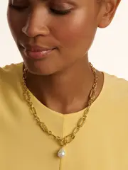 Ted Baker Gold Tone Timora: Twisted Pearl Pendant Necklace (F08480) | $173