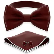 Men's Bow Ties with Handkerchief & Cufflinks Pre M - (children) 27 Burgundy