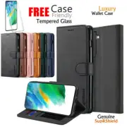 For Samsung Galaxy S21 FE Wallet Leather Flip Slim Case Cover + Screen Protector