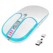 2.4Ghz Wireless Mouse Mute Rechargeable RGB Color Lights Leather Keys -C and ...