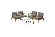 Livsip Outdoor Lounge Set 6PCS Patio Furniture 2pc White Coffee Side Table Sets