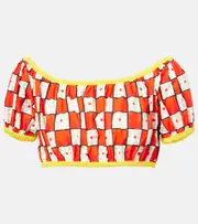 [Dolce & Gabbana] Dolce & Gabbana Patterned cotton crop top AU 14 red