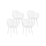 4PC Outdoor Dining Chairs PP Lounge Chair Patio Furniture Garden White