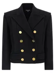 [Balmain] Balmain-Double-Breasted Coat Trench E Impermeabili Nero-Donna 36FR