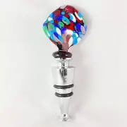 Purple Feather Top Venetian Glass Bottle Stopper Handmade in Italy Murano Glass