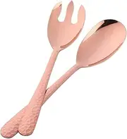 [Bisda] Salad Spoon and Fork Set, 12 Inch Stainless Steel Salad Server, Rose Gold Large long Serving Utensils,Pack of 2