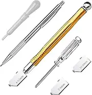 YUENTOEN Glass Cutting Tool Kit, 2mm-20mm Glass Cutter Metal Handle Cutting Tool for Cutting Glass, Mirror and Tiles with 2 Replacement Head Oil Dropper and Screwdriver