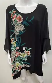 NWT ~TAKING SHAPE ts [ Size 16 18 / S] black Fuji Flora blouse rrp $150