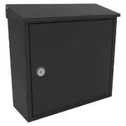Allux 400 Large Front Black Steel Wall Mount Locking Door Residential Mailbox