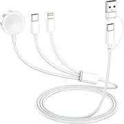 YOZYU 2025 Upgraded 3 in 2 Type C Fast Watch Charger Cable for Apple Watches iWatchs Charging Cable for Series Ultra/9/8/7/6-1/SE2,1,Multi Charger Cable for iPhone16/15/Samsung S23/S22