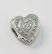 New Authentic Pandora Charm Signature Logo Heart Bead 797375CZ