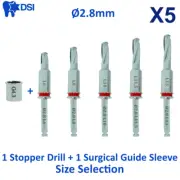5x DSI Dental Fixture External Irrigation Stopper Guided Drill & Sleeve Ø2.8