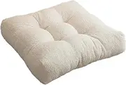 Thicken Plush Cushion, Large Square Floor Pillows Seating, Solid Square Seat Chair Pad, Soft Tatami Floor Cushion for Meditation Living Room Balcony Office Indoor Outdoor (Beige)