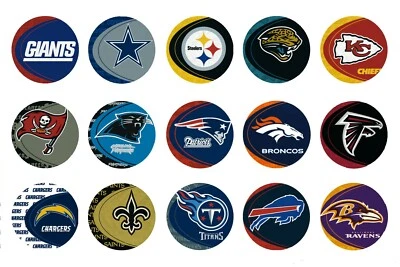 30 NFL Teams flat back button or pin badge cabochons embellishments magnets