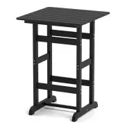 Costway76cm x 76cm Square Bar Table with Slatted Tabletop-Black