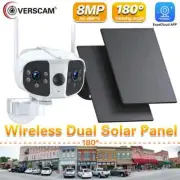 8MP Dual Lens Dual Solar Panel Camera 180° Wide Angle 4K WIFI Wireless Security