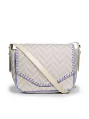 Chevron Pattern Leather Crossbody Bag