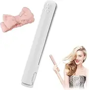 Mini Ceramic Curling Iron,Ceramic Mini Hair Curler for Short Hair,Portable Mini Dual-Purpose Curling Iron,2-In-1 USB Mini Dual Purpose Curling Iron for Short Hair Cordless (White)