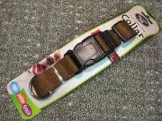 Bow Wow Pals 1" Wide Nylon Webbing Dog Collar Size Large Adjustable To 24" Brown