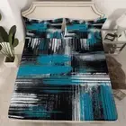 and Black Bed Set Twin, Ombre Blue Geometric Artistic Smear Bedding Set