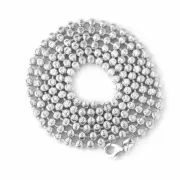 Solid 4mm Ball Bead Mooncut Chain High Polish Silver Finish 24 inches Necklace