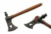 Medieval Axe Native Peace Pipe Hatchet Black Steel Heart Blade Wood Handle