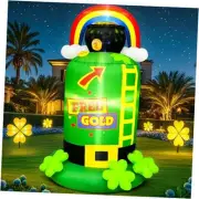 5 FT St. Patricks Day Inflatables Leprechaun Hat Decor with LED Lights Blow Up