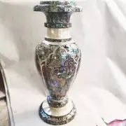 12" Marble Flower Vase Mop with Paua Shell Mosaic Inlay Stone home Decor Gifts