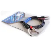 2-1/4 inch 6.3mm Mono Male Cable to 6ft 2-RCA Male Cable Cord Black Audio Cable