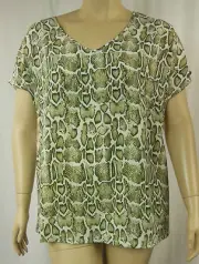 NEW Autograph Cream Khaki Animal Print Short Sleeve Tunic Top Plus Size 16 #Z55