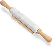 RdjEokf Marble Rolling Pin, 19inch Nonstick Marble Dough Roller, with Wood Handles and Base, for Making Pizza Dough and Tortillas, Dough Roller for Pie Crust, Cookie, Pasta