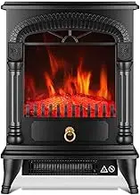 Electrical Fireplaace Heating Stove Portable Electric Stove Heater Fireplace Electric Fire 1800W with Wood Stove 3D Flame Effect and 2 Heat Settings Outdoor Patio Heating,Practical