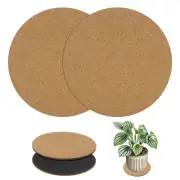 2-Pack Cork Plant Coasters, 12 Inch Round Coasters Pads Cork Plant Mats Cork Pad