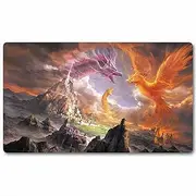 Board Game TCG Playmat Tabletop Card Playmat MTG RPG CCG Trading Card Game Play mats Smooth Cloth Surface Rubber Base with Stitched Edges Original Play Mat Art Designs 24X14inch-dragon Phoenix Snake