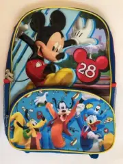 Backpack 16" Mickey 28 Pluto Goofy Donald Front Pouch Multi-Compartment New