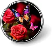 [FZMVSQH] Butterfly And Rose Printed Round Button Pin Badges Metal Pinback Buttons 1 Inch Pins for Hat Shirt Clothing Bags Decoration, Circular, Aluminum, Circular, Aluminum