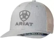 Ariat Mens Hat Baseball Cap Snap Mesh R112 Embroidery Logo Grey