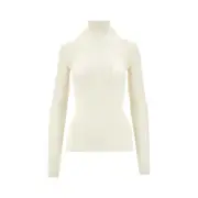 [BOTTEGA VENETA] BOTTEGA VENETA Ribbed wool turtleneck top Woman S S White