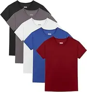 [Juephe] 5 Pack Youth Quick Dry Sports Shirt Mesh Moisture Wicking Active Athletic Performance T-Shirt