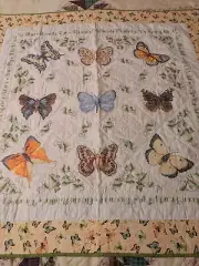 Brand New Homemade Butterfly Patchwork & Embroidery Throw/ Wall hanging Quilt