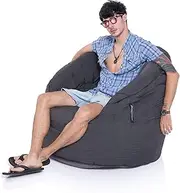 Ambient Lounge® Butterfly Sofa Premium Outdoor Bean Bag in Black Rock Sunbrella Fabric (Includes Filling). Waterproof, Commercial Grade Outdoor Furniture
