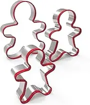 FASAKA 3pcs Gingerbread Man Cookie Cutters Set Gingerbread Boy Shape Mould with Red Environmental PVC