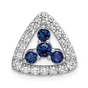 14k White Gold 1/2 Ct. Lab Grown Diamond VS/SI+ G+ and Lab Created Blue Sapphire Triangle Chain Slide Pendant