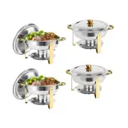 IMACONE Chafing Dish Buffet Set of 4, 5QT Round Stainless Steel Chafer for Ca...